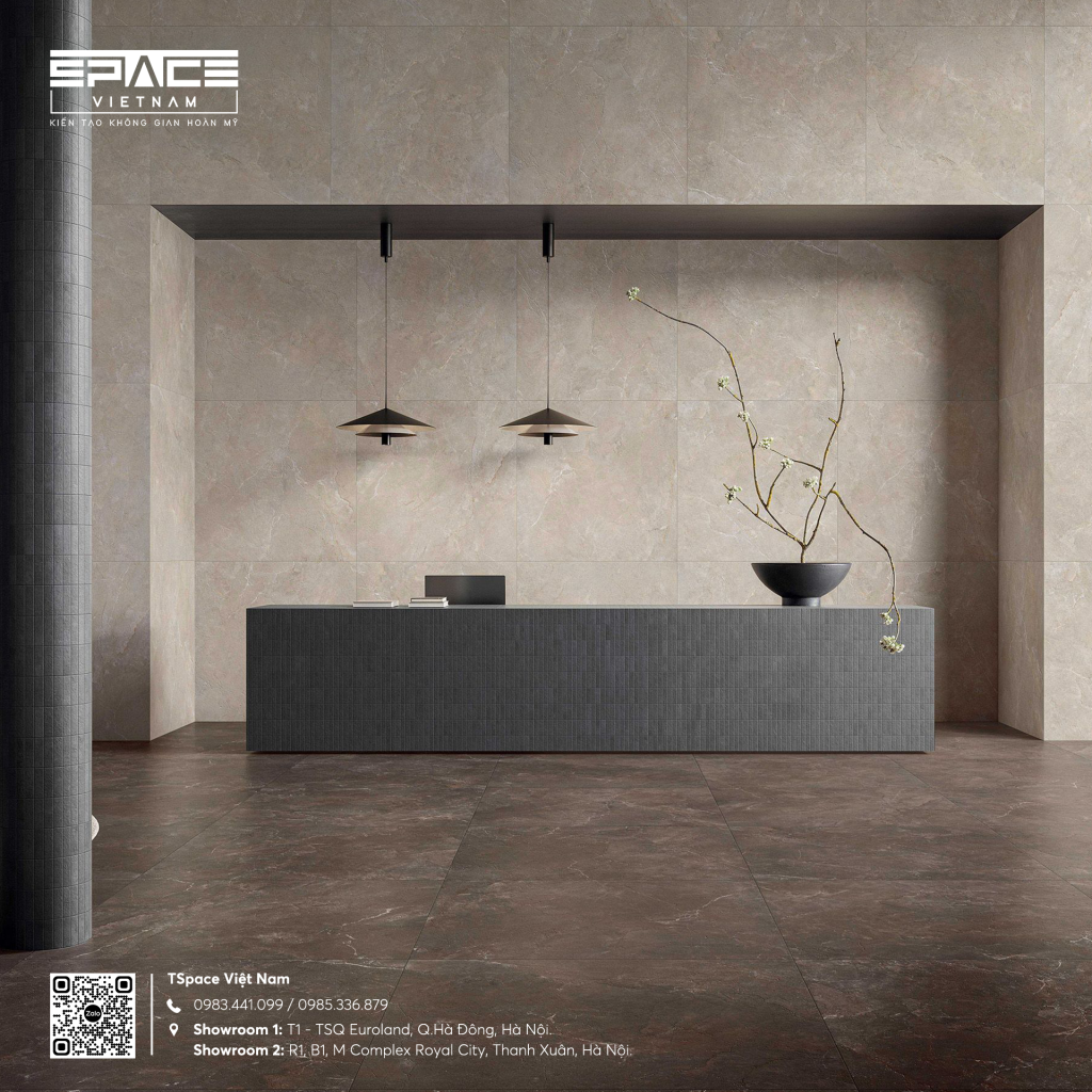 Gạch porcelain Ý ứng dụng trong không gian living hiện đại
